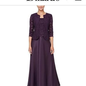 12P - Alex Evenings Purple Lace Dress